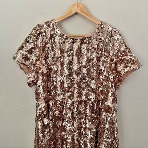 NWT Maeve rose Gold Sequin Short Sleeve Dress